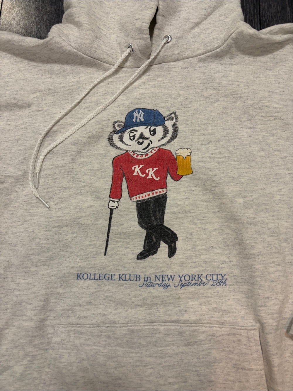 Hanes Adult Light Gray Hoodie with Red KK Graphic- Wisco Alumni Size L